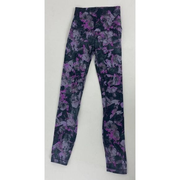 Lululemon Floral Shift Purple Leggings - Size 2 - Picture 1 of 8